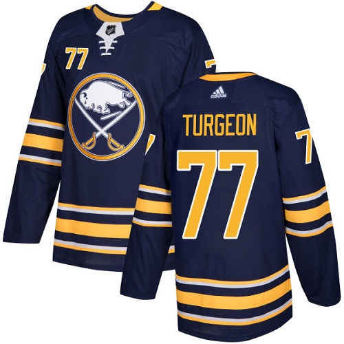 Men Adidas Buffalo Sabres 77 Pierre Turgeon Navy Blue Home Authentic Stitched NHL Jersey